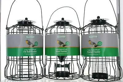 Large Green Squirrel Proof Wild Bird Feeders Seed/ Fat Ball/Nut Feeding Stations • £10.99