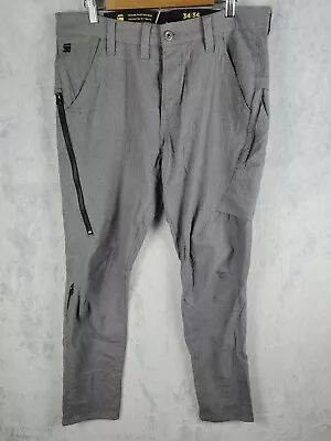 G Star Raw Pants Men Sz 34x34 (34x32) Gray Soft Citishield 3D Cargo Slim Tapered • $42.99