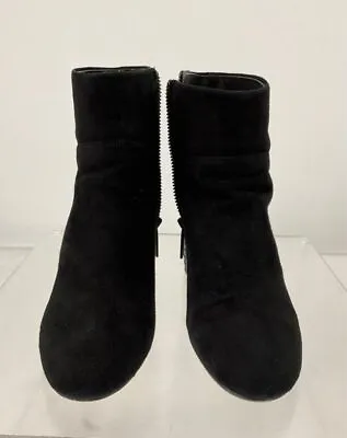 MICHAEL Michael Kors Arabella Black Suede Studded Block Heel Zip Ankle Boots 6 • $12.50