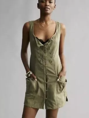 Anthropologie Pilcro Cargo Mini Button Up Mini Dress Green Size S Bohemian • $15