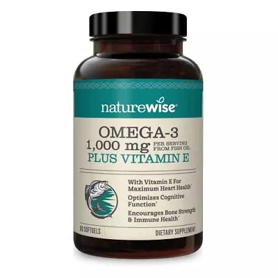 NatureWise High-Potency 1000mg Omega 3 With 600mg EPA 400mg DHA & Vitamin E -... • $11