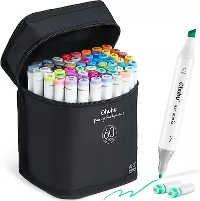 60-colors Alcohol Markers Ohuhu Dual Tips Coloring Marker Pens For Kids • $75.99