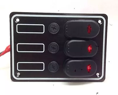 Marine Boat 3 Gang Splashproof Switch Panel W/ Led Odm • $36.99