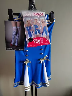 Ann Summers Sassy Sailor Girl Halter Dress Costume And Hat Size 10 NEW FREE P&P  • £20