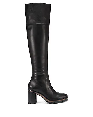 Vince Camuto Dasemma Black Leather Wide Calf Over The Knee Block Heel Boot • $89.95