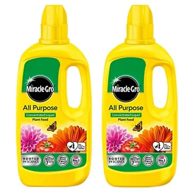 2 X Miracle-Gro Grow All Purpose Liquid Plant Food Feed Concentrated Fertiliser • £11.50