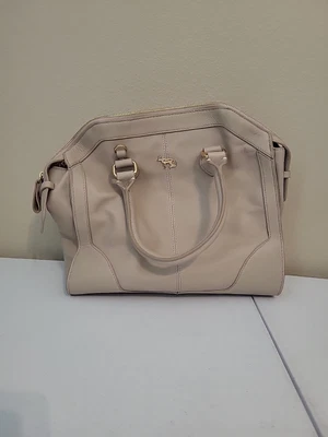 $20 • Buy Emma Fox Taupe Top Zip Leather Satchel Shoulder Bag 