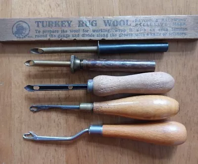 Vintage Wool And Rag Rug Making Tools With Paton & Baldwin's Wool Wrapping Aid. • £10