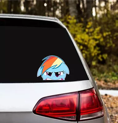 Rainbow Dash Peek Peeker Peeking Window Vinyl Decal Funny Cartoon Stickers • $3.27