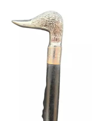 Gentleman Classic Style Wooden Walking Stick Duck Head Nickel Finish • £17.99