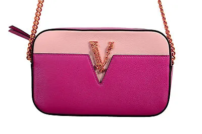 Versace Women's 100% Leather V-Logo Crossbody Shoulder Bag Clutch Wallet • $926.41