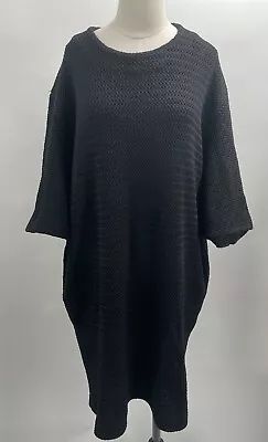 A Detacher Wmen Cotton/Nylon Crew Neck Short Sleeve Knee Length Black Dress Sz 8 • $250.60