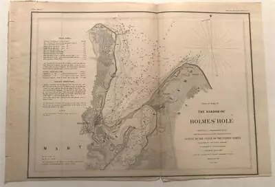 Harbor Of Holmes Hole 1847 Martha's Vineyard US Coast Survey Map  • $195.29