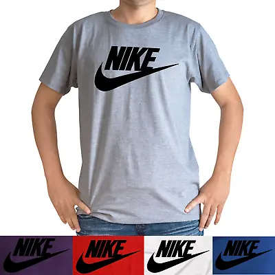 Nike Men's Short Sleeve Logo Swoosh Printed T-Shirt Red White Blue Purple Gray • $21.95