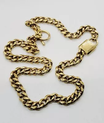 MICHAEL KORS Gold Tone Padlock Pendant Chain Long NECKLACE 32” • $116.10