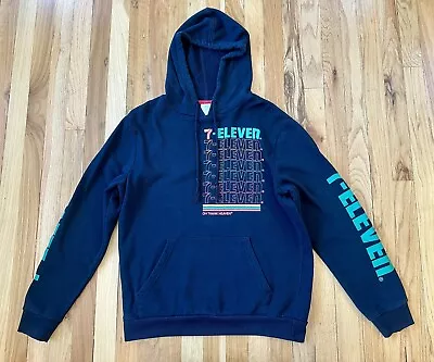 7-Eleven Hoodie Men's M (38-40) Oh Thank Heaven Logo Spellout Black GUC • $24.95