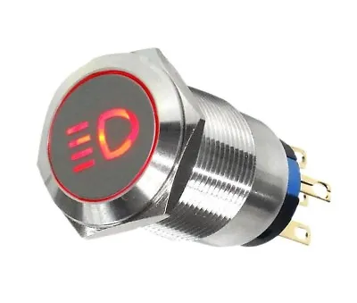 19mm Marine Grade Stainless Steel Push Button RED LED Car FOG Light Switch USA • $10.49