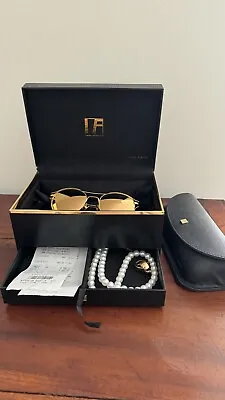 Linda Farrow Mirrored 22 Carat Gold Plated Sunglasses • $749