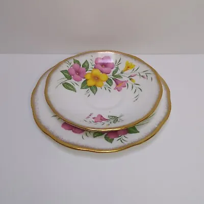 Vintage Imperial Floral Bone China Tea Plates 22kt Gold Trim • £8