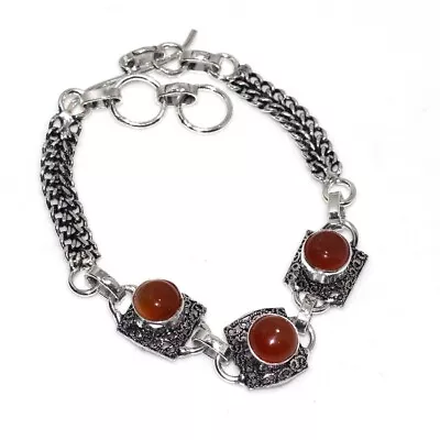 925 Silver Plated-Carnelian Ethnic Gemstone Bracelet Jewelry 8  MJ • $2.99