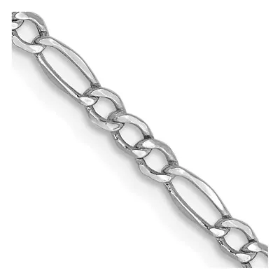 20  14k White Gold 2.5mm Semi-Solid Figaro Chain Necklace • $291.99