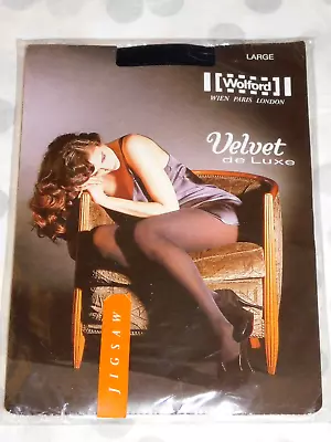 £14.95 • Buy Rare! Wolford Velvet Deluxe 50d Opaque Tights Admiral Blue Size Large 45'' Hips