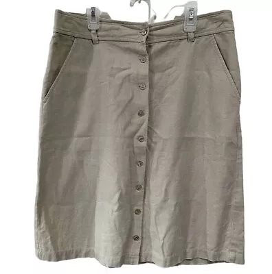 Women’s Eddie Bauer Skirt Button Front A Line Linen Blend Beige Tan Size 6 • $13