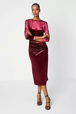 PRINCIPLES Velvet Pleat Waist Midi Dress • £16.50