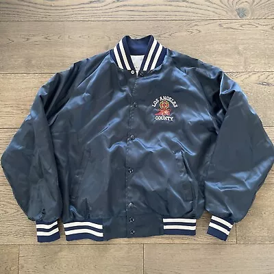 Vintage Los Angeles County Fire Department Satin Jacket Embroidered - LARGE • $100