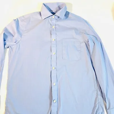 Michael Kors Mens M 15.5 32/33 Long Sleeve Regular Fit Button Up Blue Striped • $10