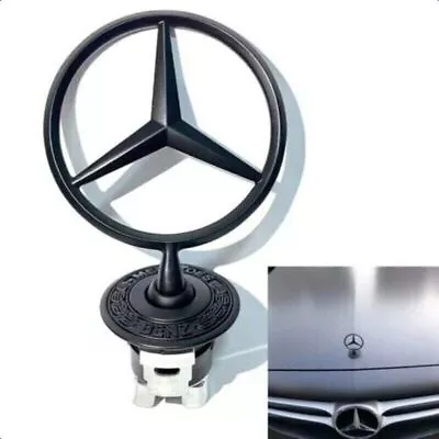 Front Hood Ornament Mounted Star Badge Black For Mercedes-Benz W204 W211 W212 • $30.35