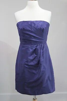 NWT J CREW Blue Silk Taffeta Pleated Strapless Dress Sz 2 • $29.99