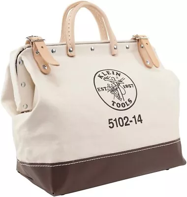 Klein Tools 5102-14 Heavy Duty Natural Canvas Tool Bag Tool Tote Multi-Purpose • $49.99