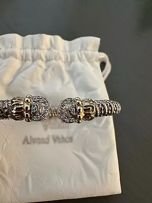 Alwand Vahan Bracelet Sterling Silver & 14K Gold - 0.14 Cts Diamonds - 6mm Width • $1650