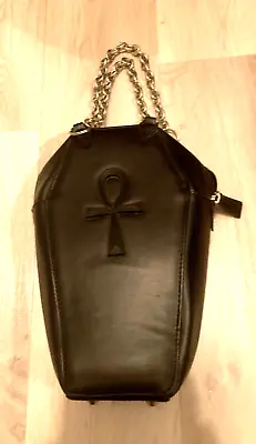 Rare Vintage Roebuck Coffin Shaped Goth Bag With Chains/ankh Design - Goth/rock • £45.99