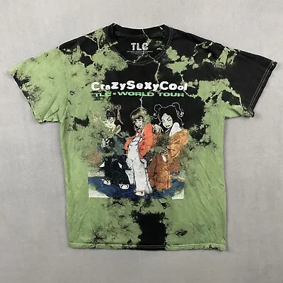 TLC Shirt Adult Medium Crazy Sexy Cool World Tour Tee Green Black TieDye 90s Rap • $14.31