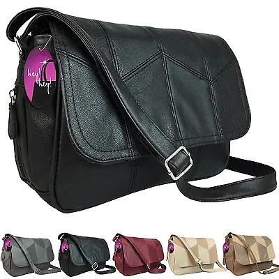 Organiser Handbag Compartments Ladies Cross Across Body Bag Long Shoulder Strap • £16.99