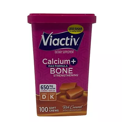 Viactiv Calcium +D Max Formula Supplement Soft Chews Rich Caramel 100-Count Each • $18.99