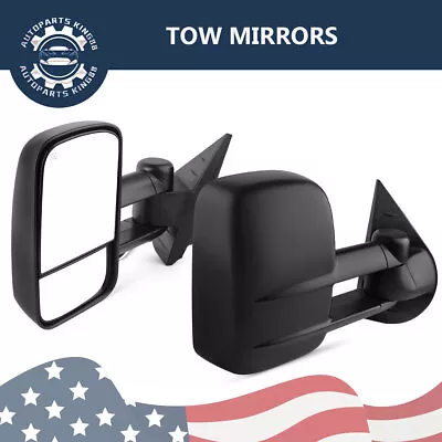 Pair Power Heated Tow Mirrors For 07-13 Chevy Silverado Sierra 1500 2500 3500 • $74.69