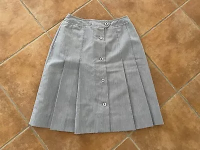 Sailor Skirt Vintage 1970s Pleated A-Line Navy Blue White Anchor Buttons Womens • £17.10