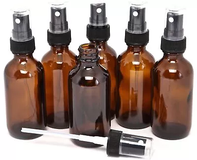 AMBER Glass Bottles 4 Oz With BLACK Fine Mist Sprayers (2-4-8-12-24 Count) • $7.95