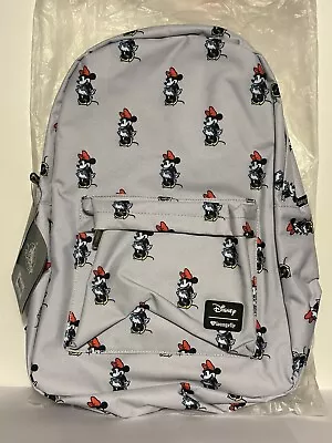 Disney Loungefly Minnie Mouse Canvas Backpack Bag NWT 18  Tall 12  Wide • $35