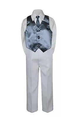$39.99 • Buy 23 Color 4 Pieces White Set Vest Necktie Boy Baby Toddler Formal Tuxedo Suit S-7