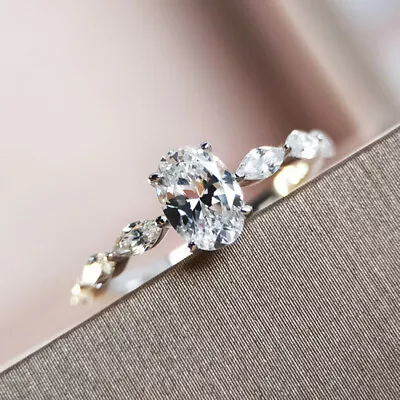 $2.06 • Buy 925 Silver Filled Ring Fashion Cubic Zircon Ring Women Wedding Jewelry Sz 6-10