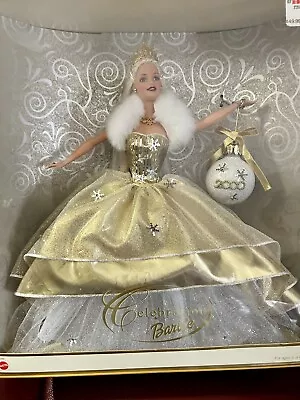 Barbie 2000 Millenium Celebration New Mint Collector's Edition Gold W Ornament • $35.90