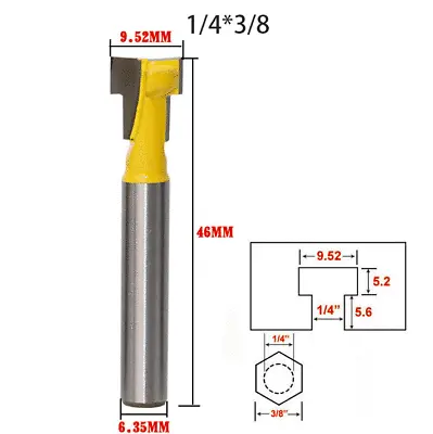 T-Slot Cutter 1/4*3/8 Shank Steel  Milling Router Bit For Woodworking Tools • $4.74