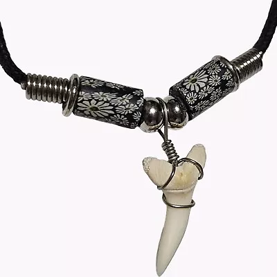 Hawaiian Mako Shark Tooth Beaded Necklace Surfer Beach Mens Costume Jewelry • $24.99