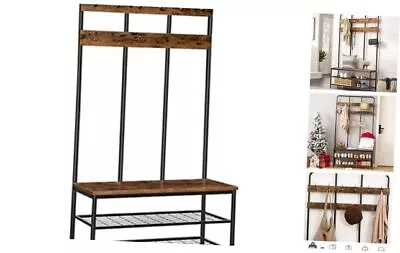 Hall Tree With Bench Entryway Bench With Coat Rack Mud Room Bench With 12  • $129.86