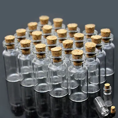 50pcs Mini Small Glass Bottles With Cork Stopper Tiny Vials Wish Jars Containers • $5.31