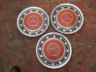 Mercedes Benz W108 ~ W123 Original Vintage Chrome RED 15” Hubcaps X3 • $90